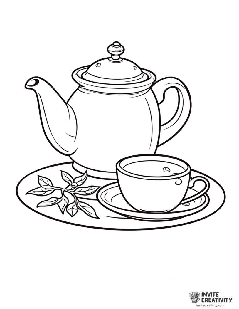 cute tea drawing to color