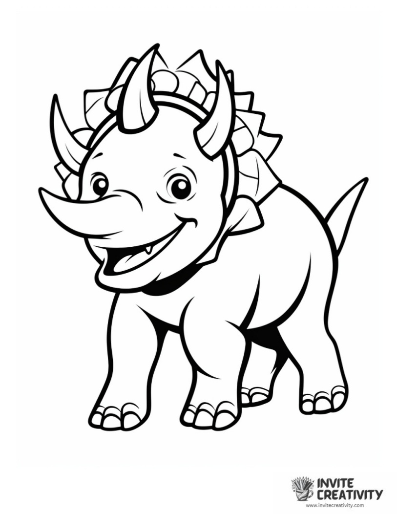 cute triceratops for kids to color