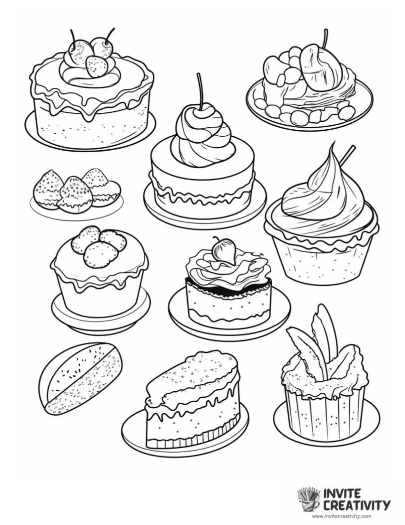 dessert coloring book page
