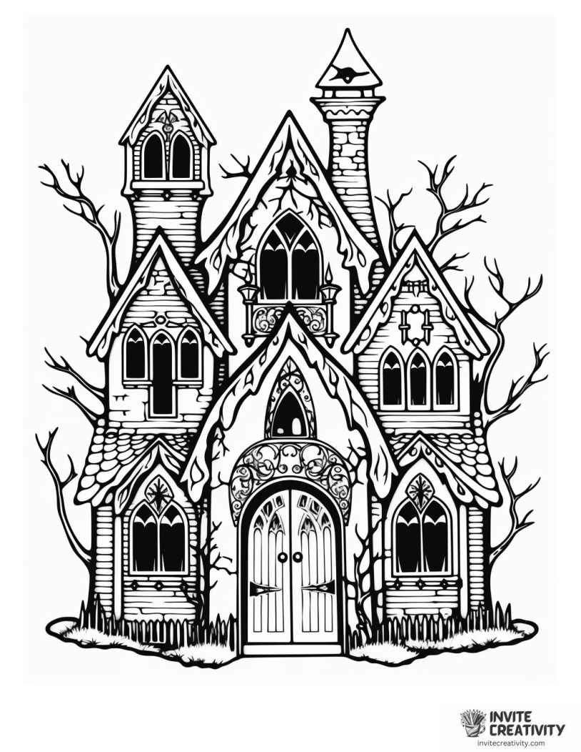 detailed creepy haunted house