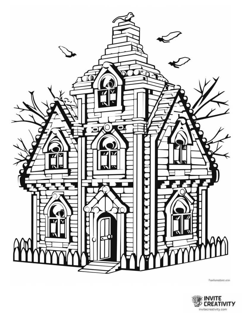 detailed lego haunted house