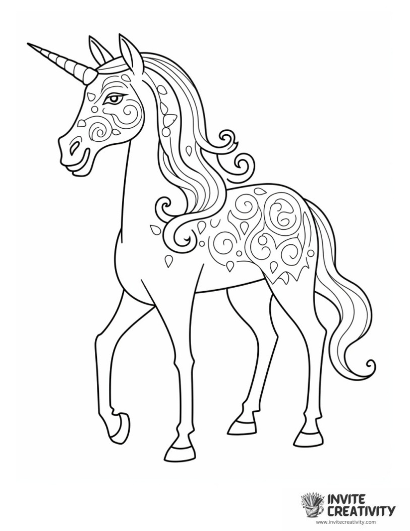detailed rainbow unicorn page to color