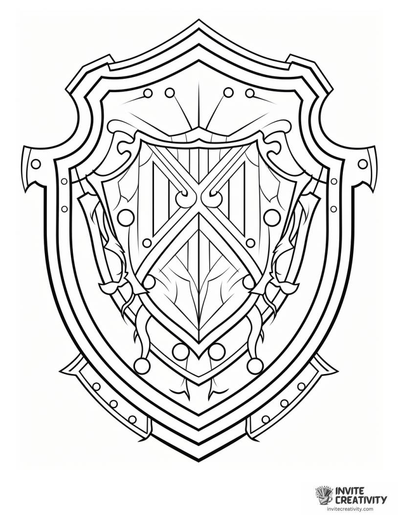 detailed shield for adults to color