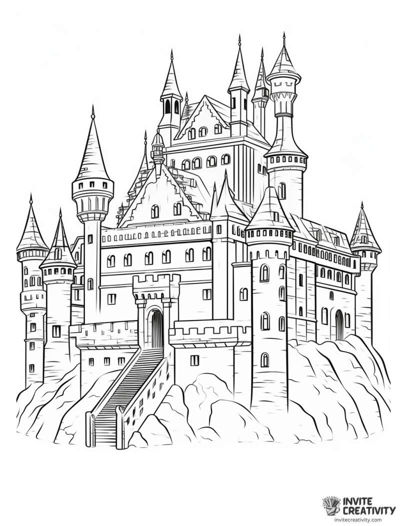 detailed vampire castle to color