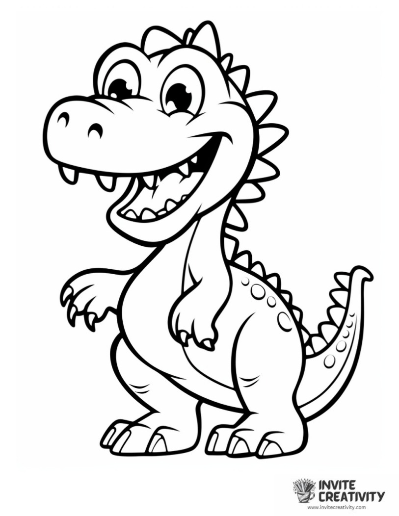 dinosaur funny cartoon coloring book page