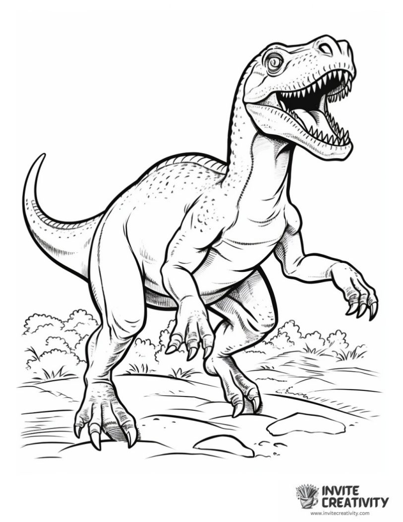 dinosaur running coloring book page