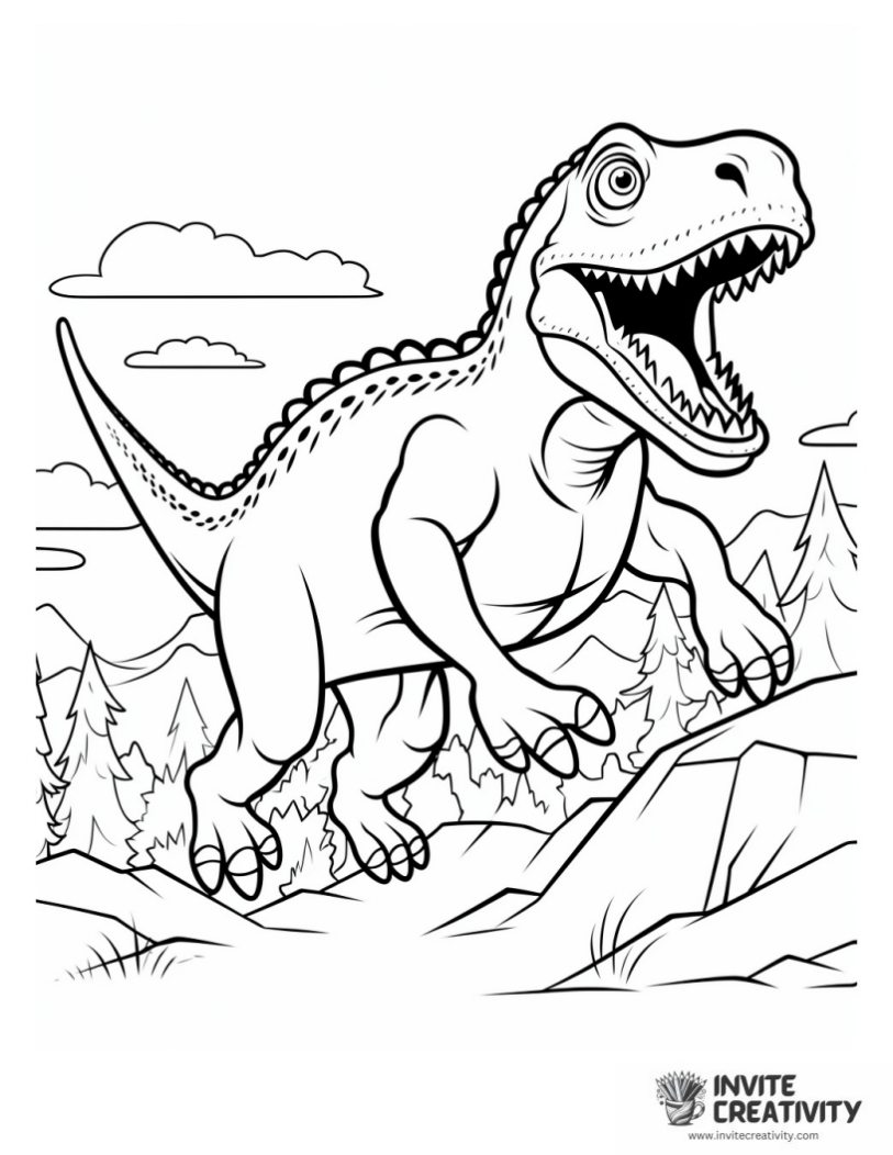 dinosaur running coloring sheet