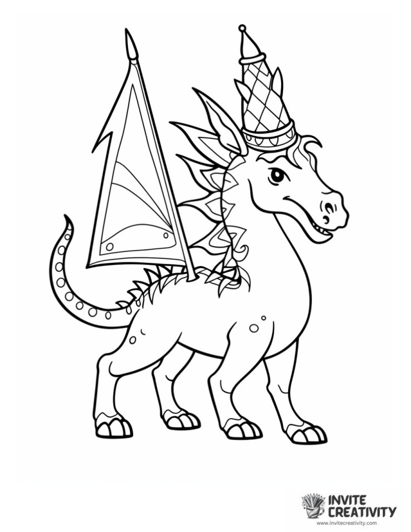 dinosaur unicorn easy to color for kids