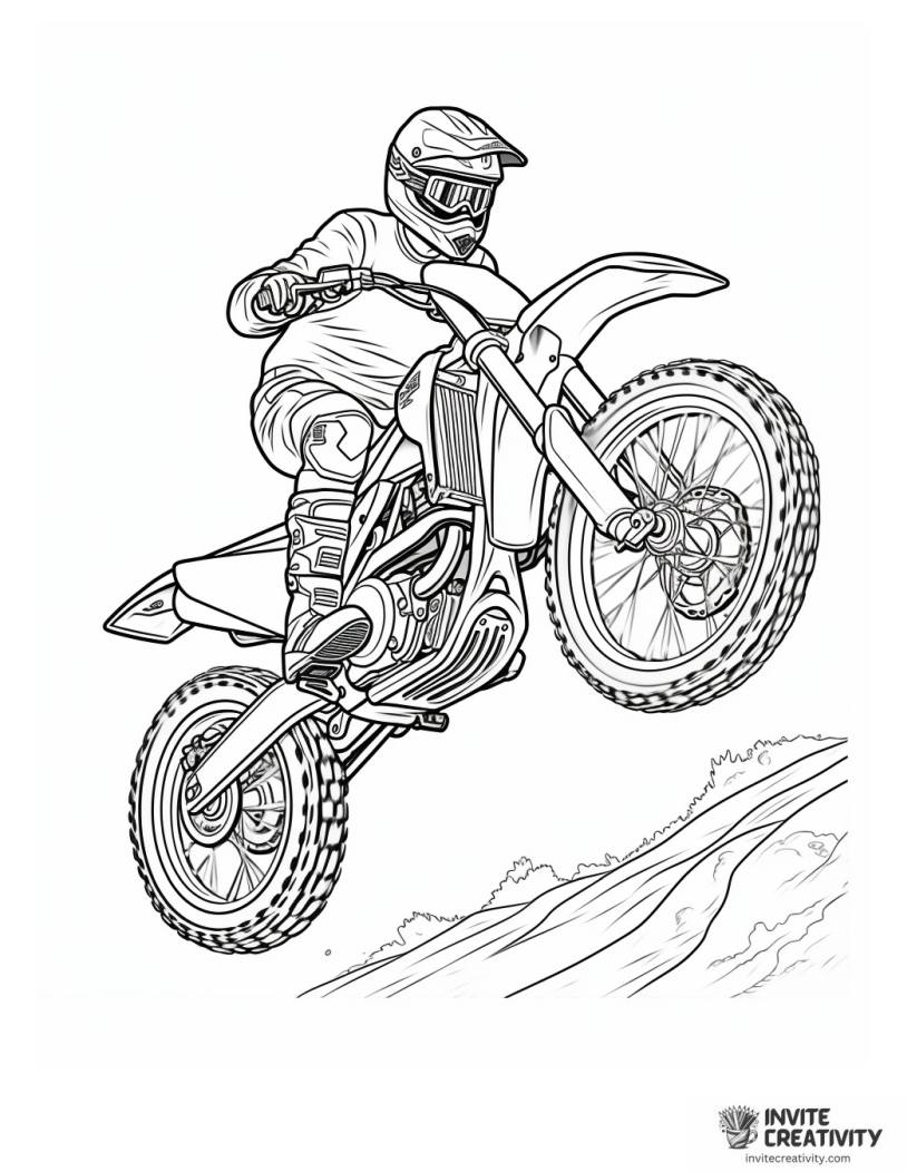 dirt bike rider doing a jump to color