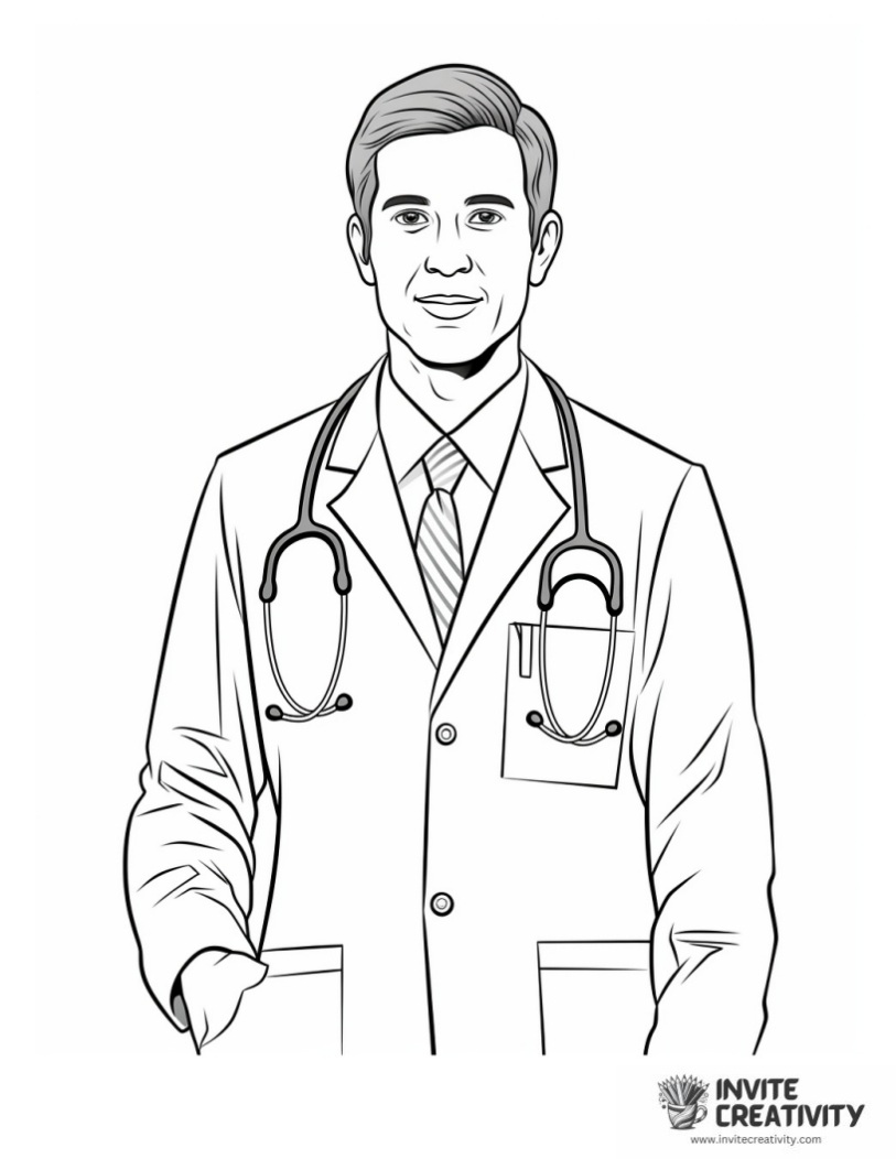 doctor with stethoscope coloring sheet