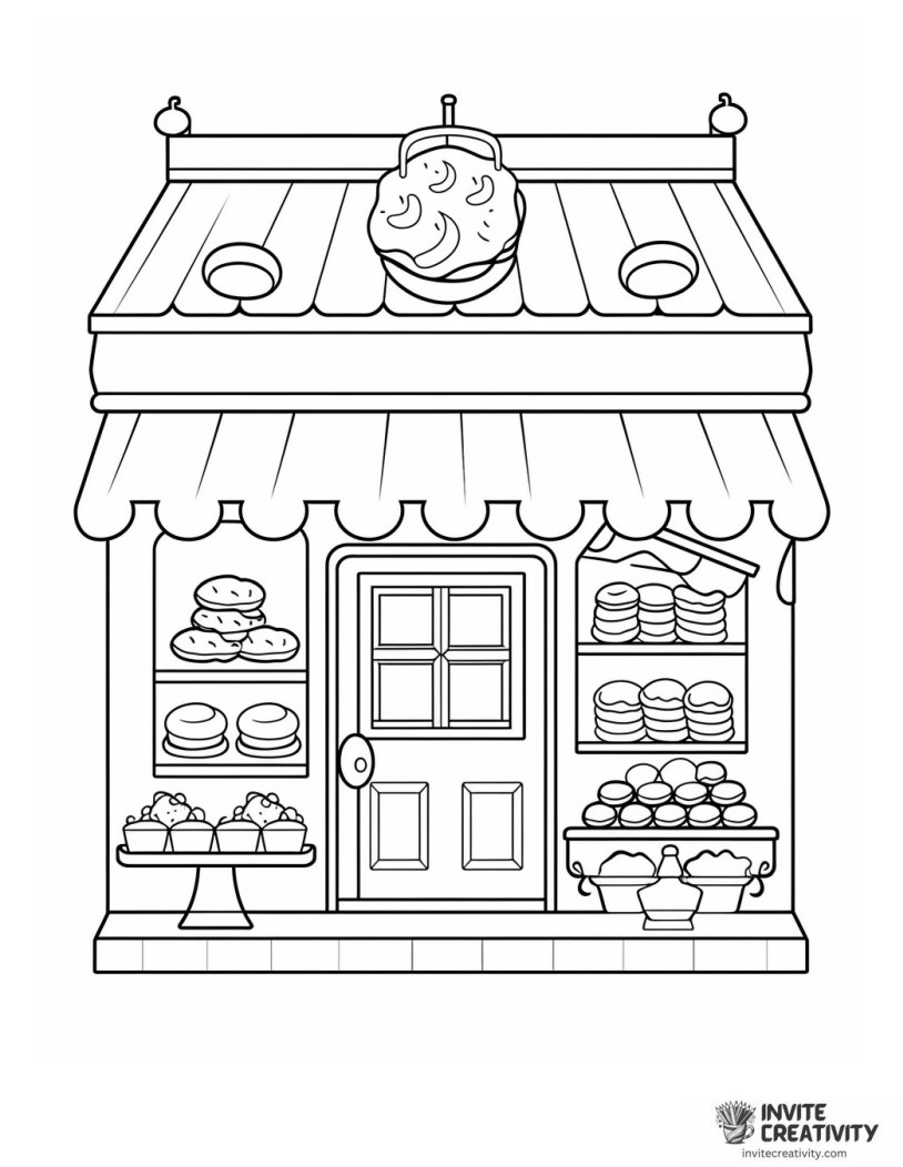 donut shop coloring page