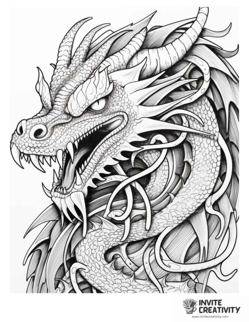 dragon zentagle coloring sheet