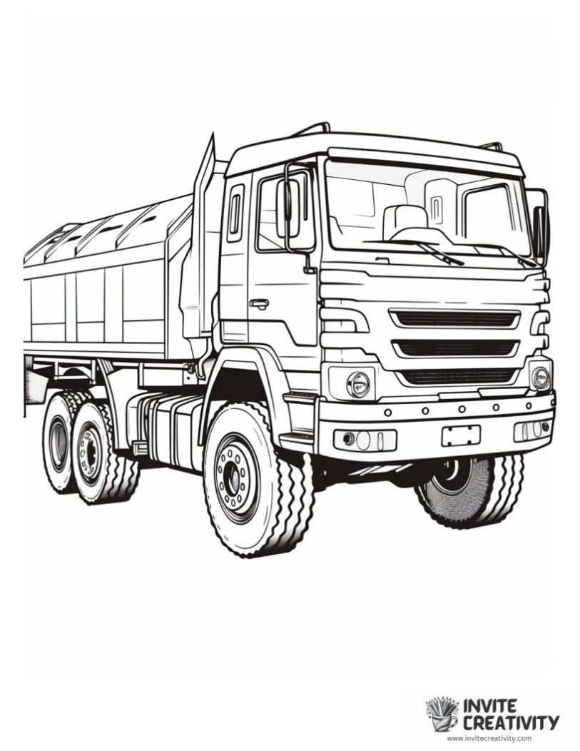 dump truck coloring book page