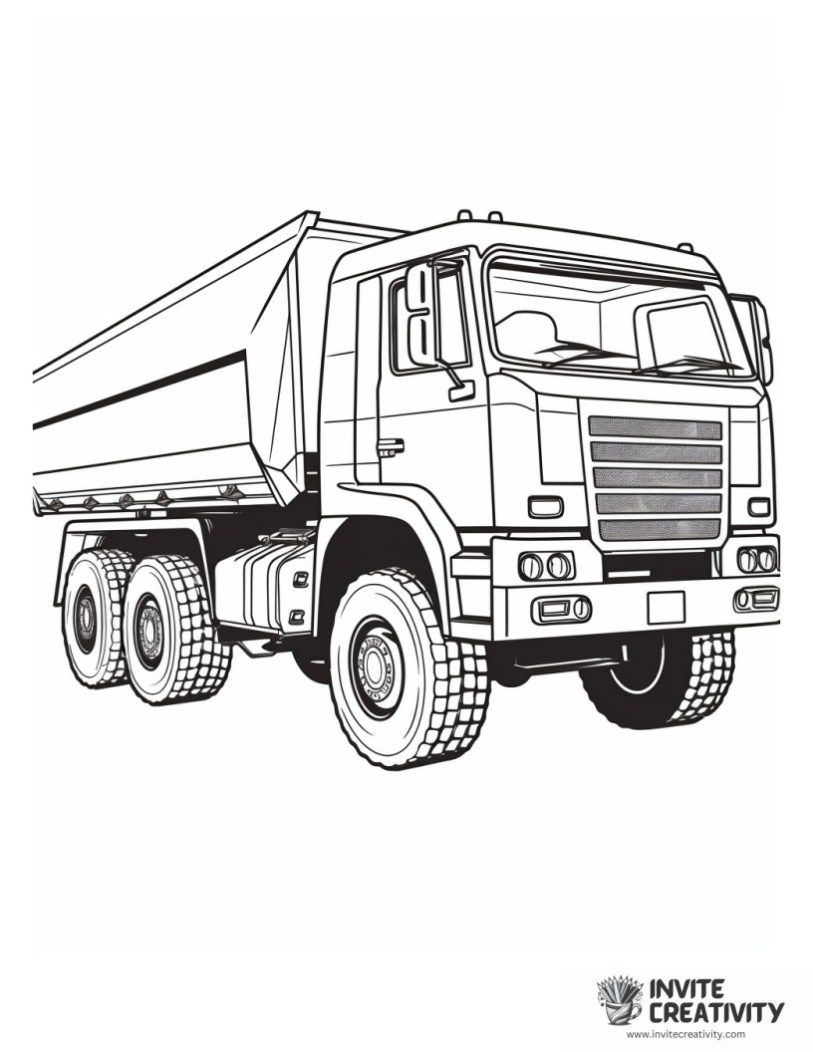 dump truck coloring book page
