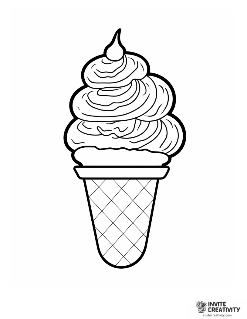 easy ice cream cone drawing to color