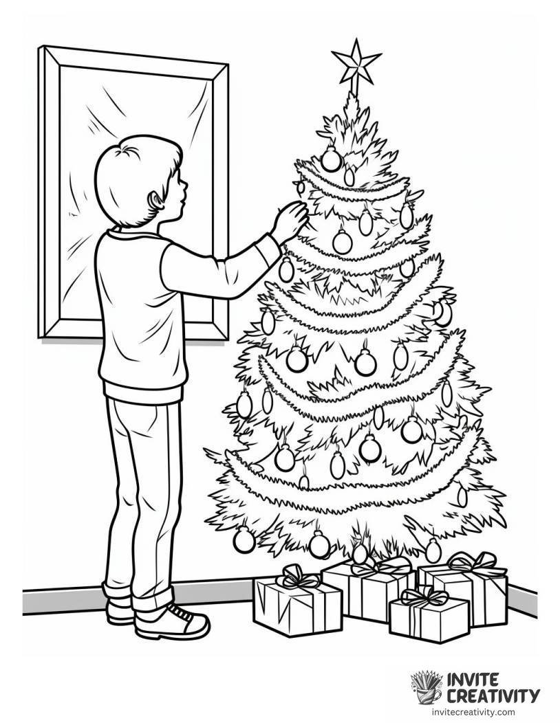 family choosing a chrismas tree Coloring page