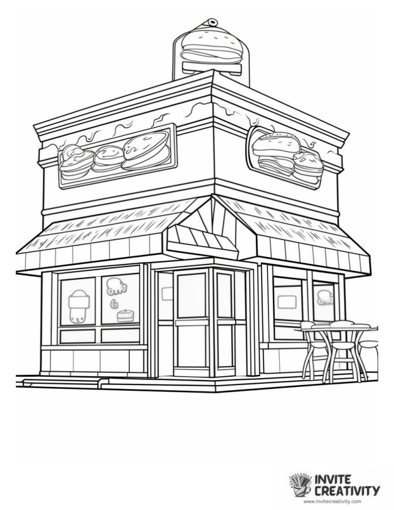fast food restaurant coloring page