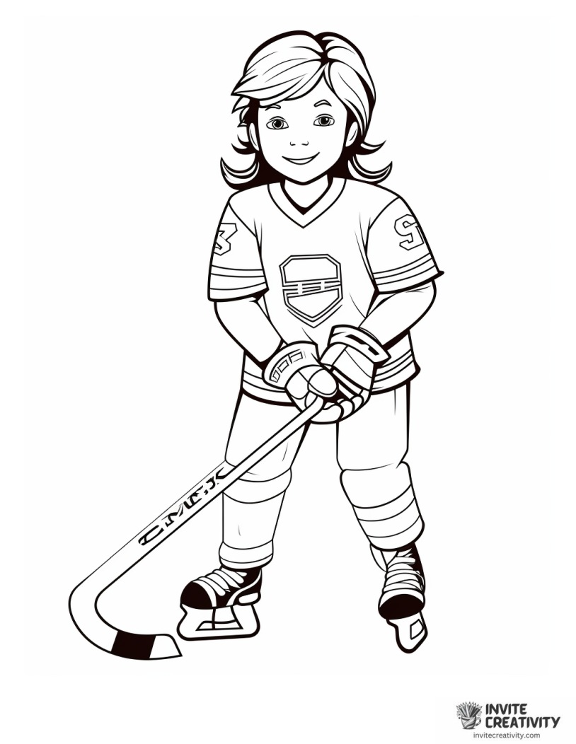 female hockey player coloring sheet
