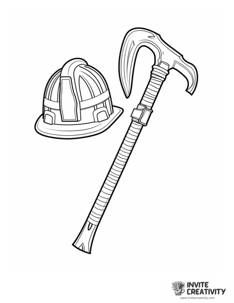 firefighter axe coloring book page