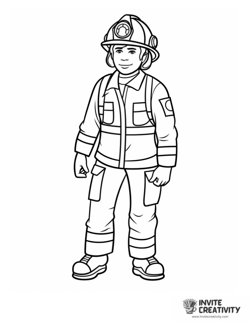 firefighter cartoon outline