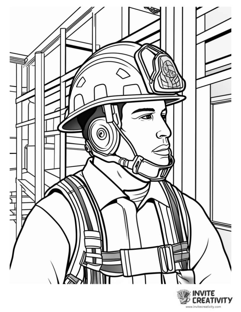 firefighter job coloring book page