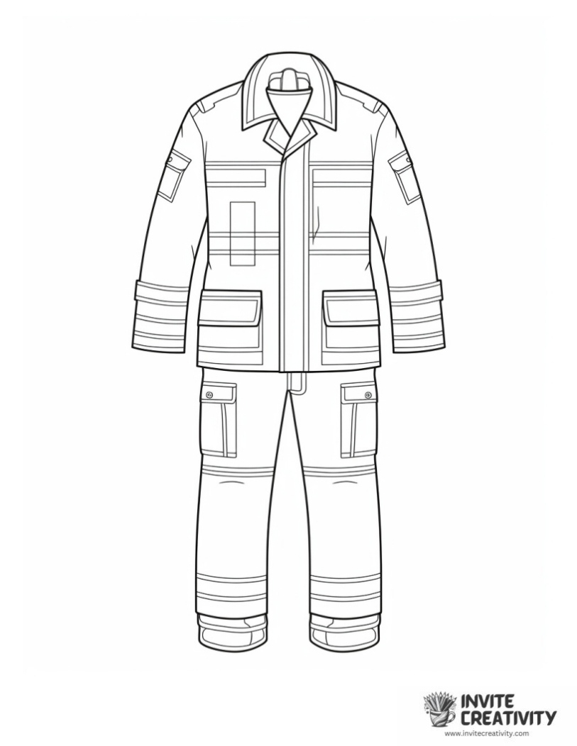 firefighter uniform simple to color for preschool
