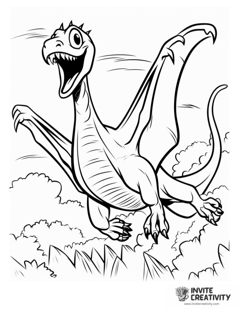 flying dinosaur coloring page