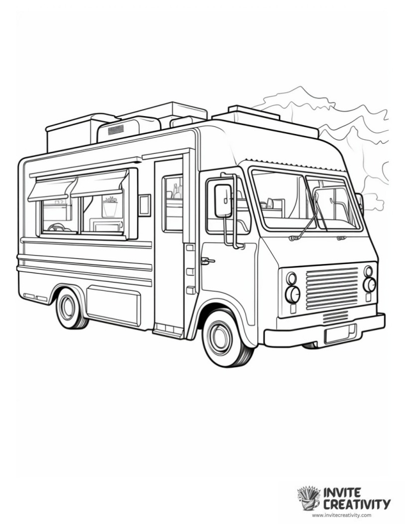 food truck coloring book page