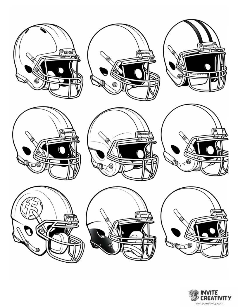 football helmets simple to color