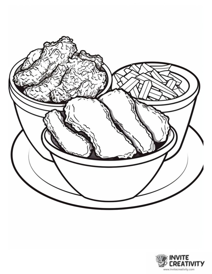 fried chicken coloring book page
