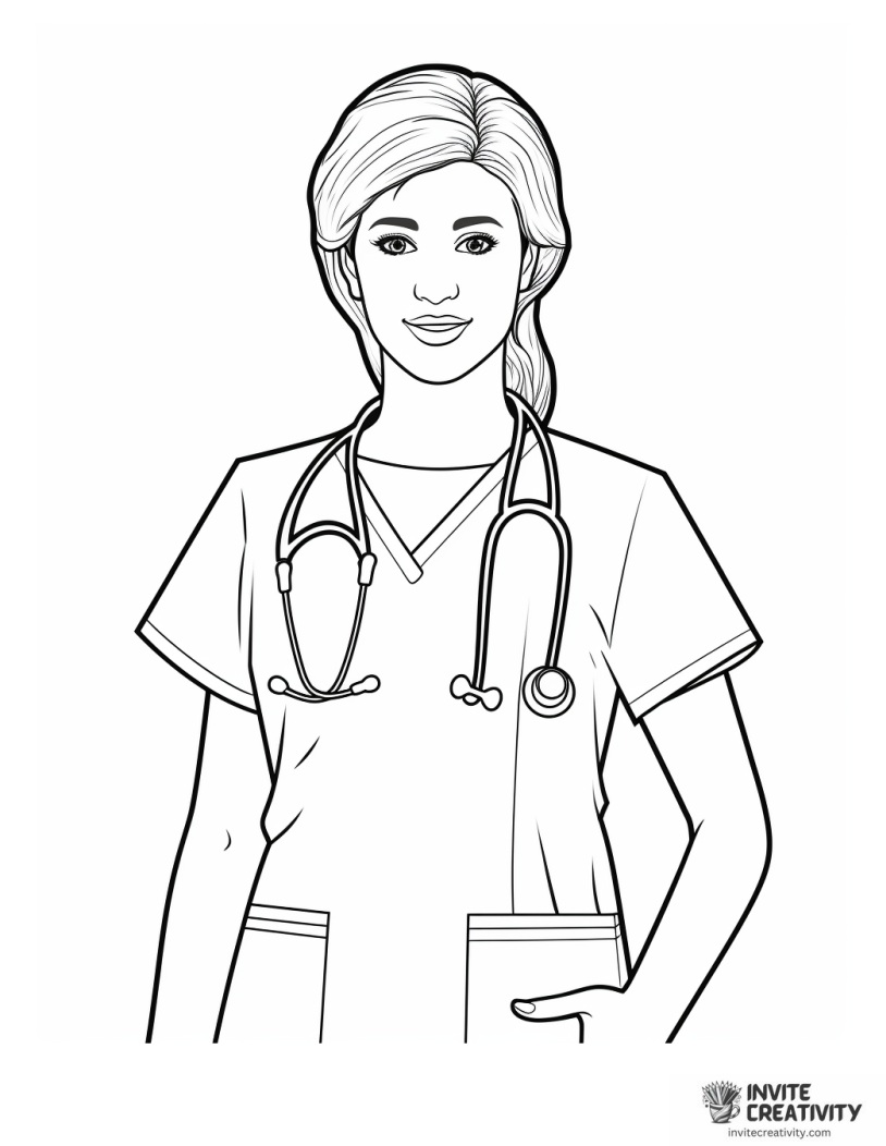 friendly nurse drawing to color