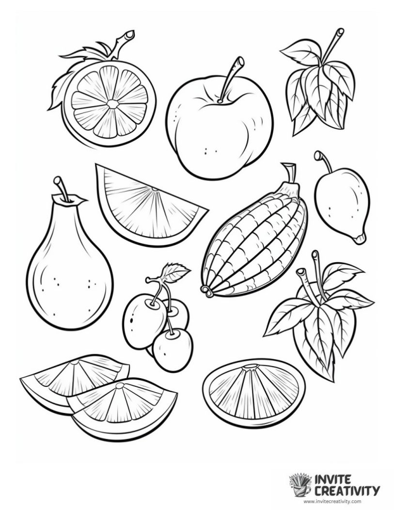 fruit coloring book page