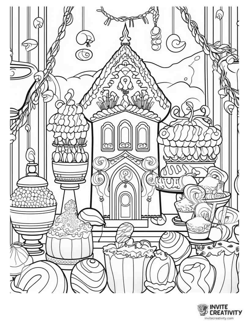 full page candy pattern coloring sheet