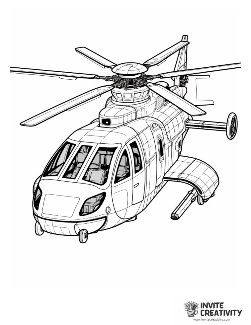 futuristic helicopter to color