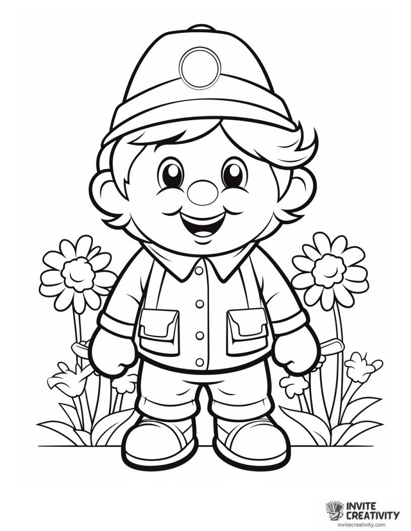 garden gnome with flowers to color