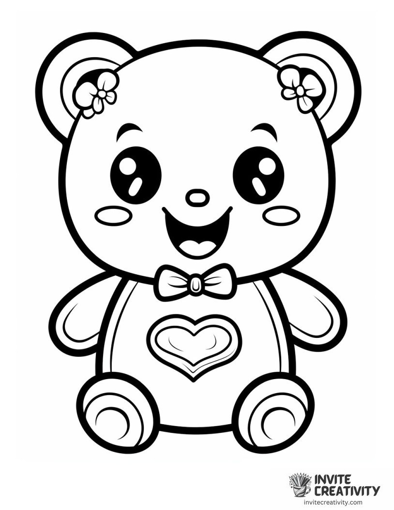 gingerbread bear happy Coloring page of