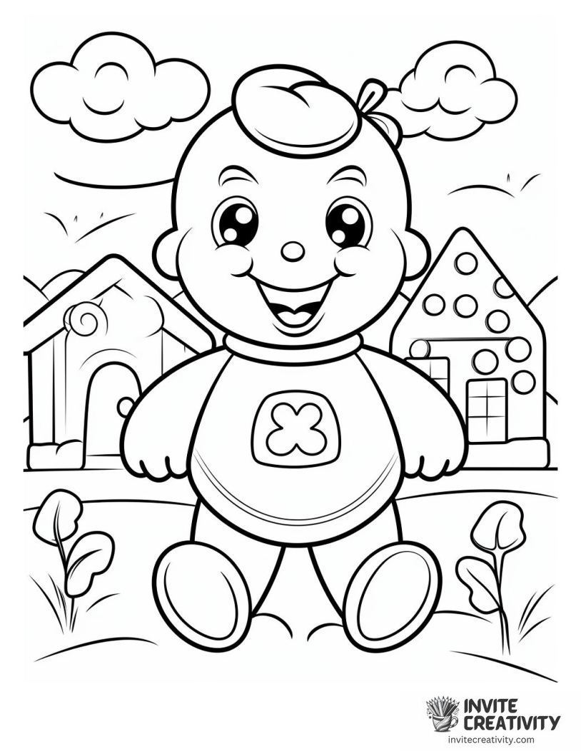 gingerbread man happy Coloring page