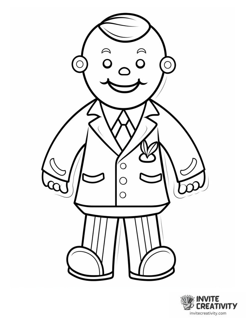 gingerbread man in a suit Coloring page