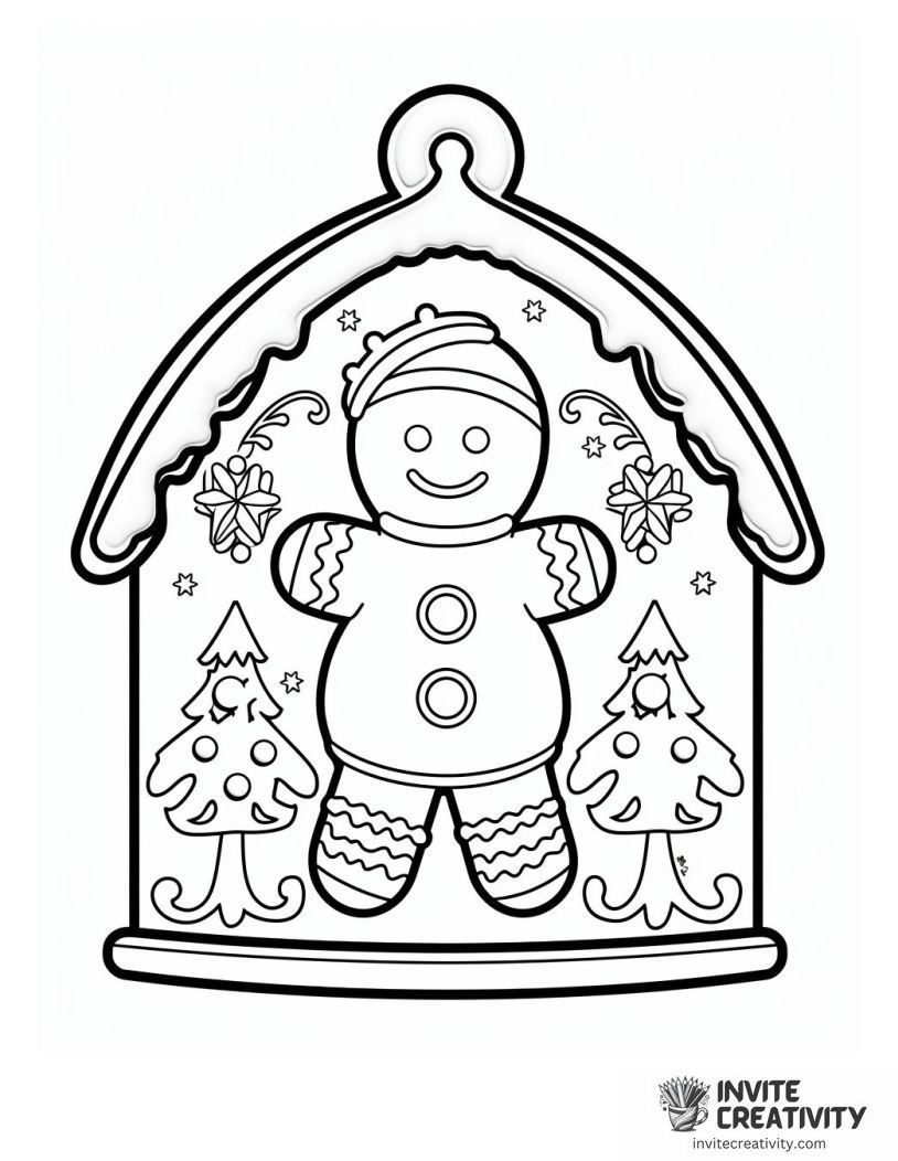 gingerbread man inside a snowglobe Coloring page
