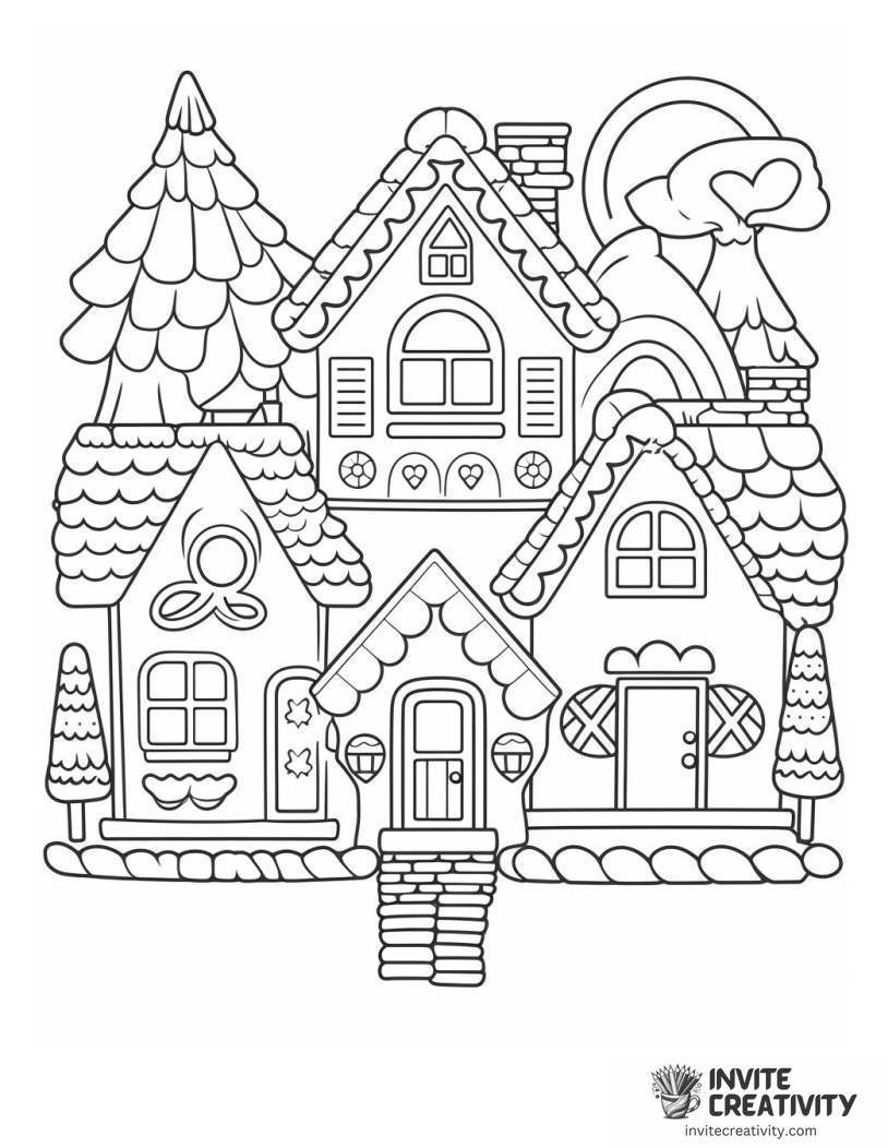 gingerbread village Coloring page