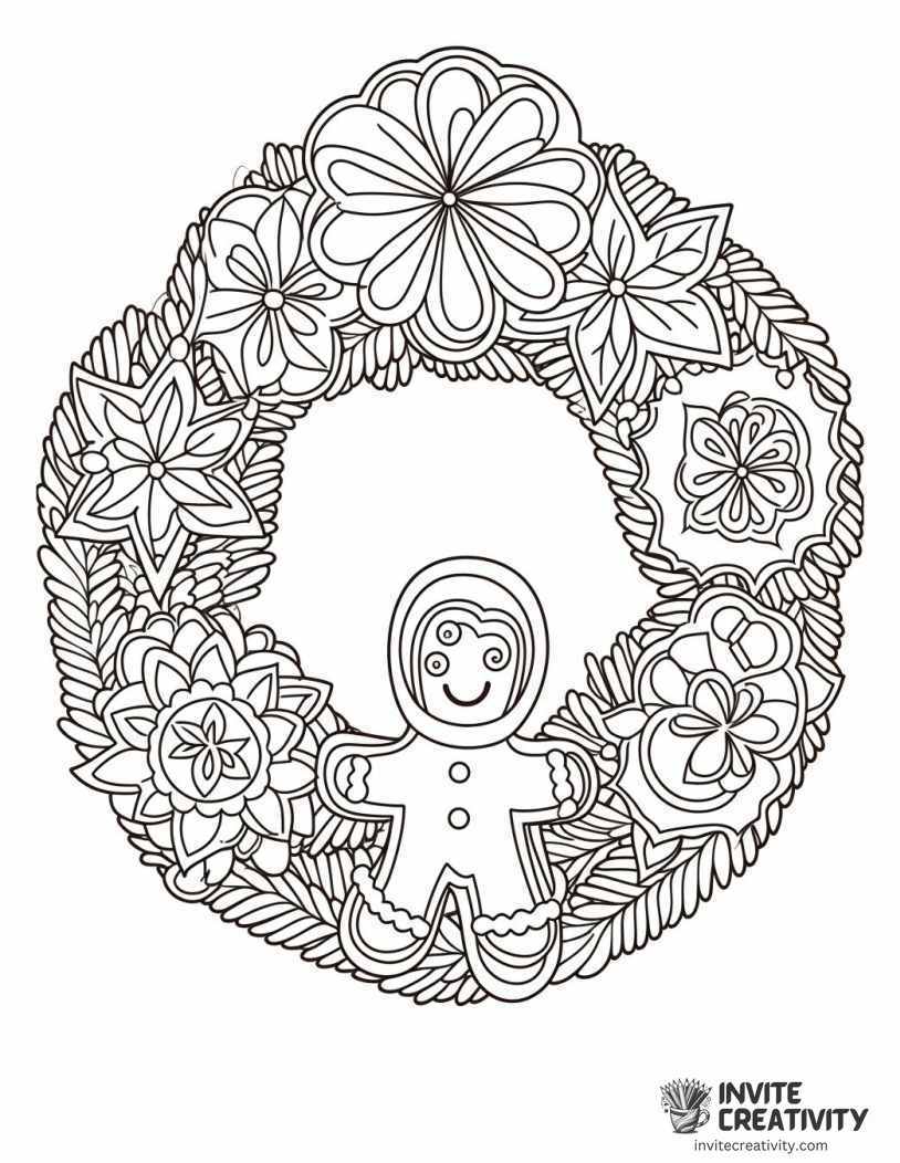 gingerbread wreath Page to Color