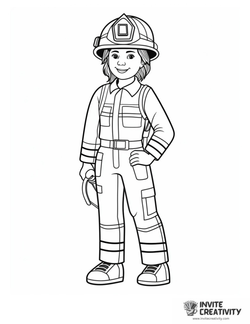 girl firefighter to color