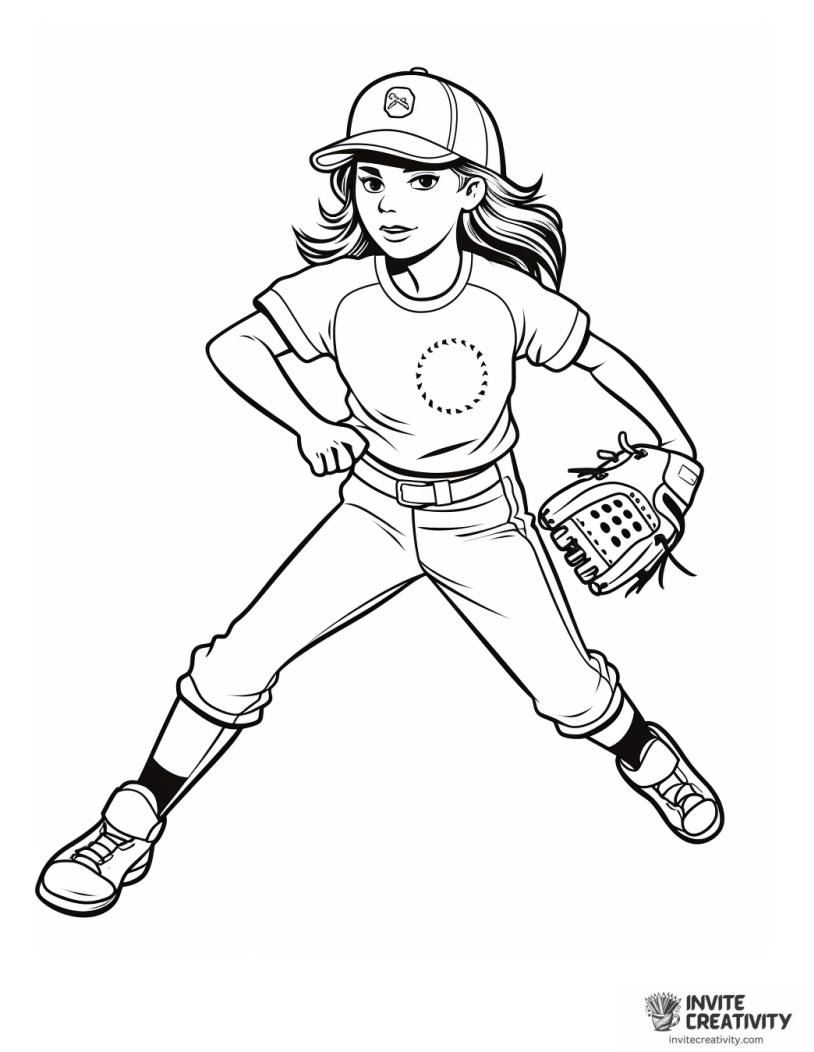 girl playing softball coloring sheet