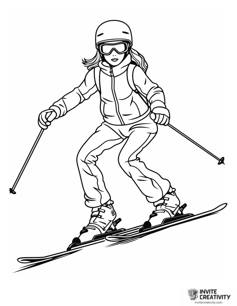 girl skiing coloring sheet
