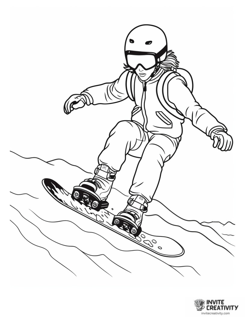girl snowboarding illustration