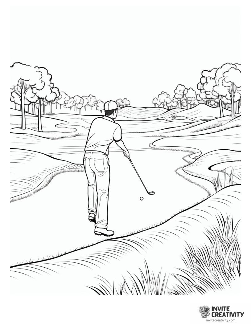 golfer drawing to color