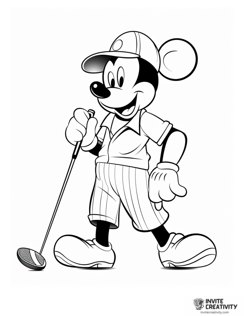 golfing mickey mouse cartoon style