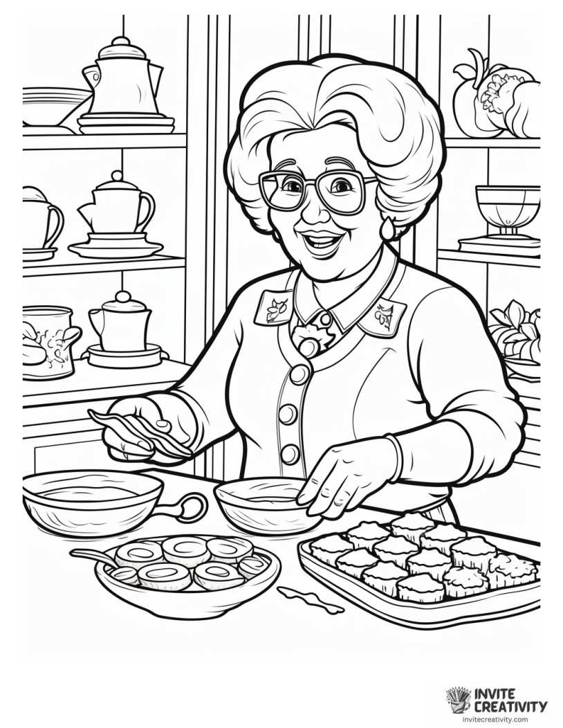grandmother making cookies illustration