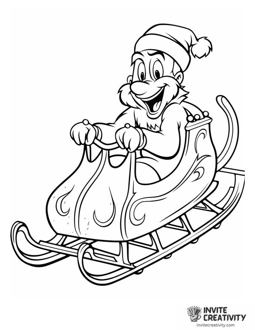 grinch on a sled Coloring page