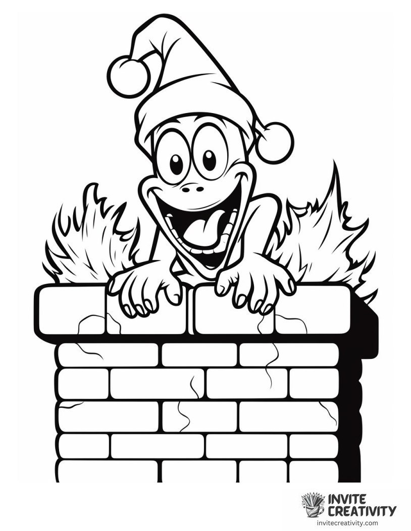 grinch sneaking into the chimney Coloring page